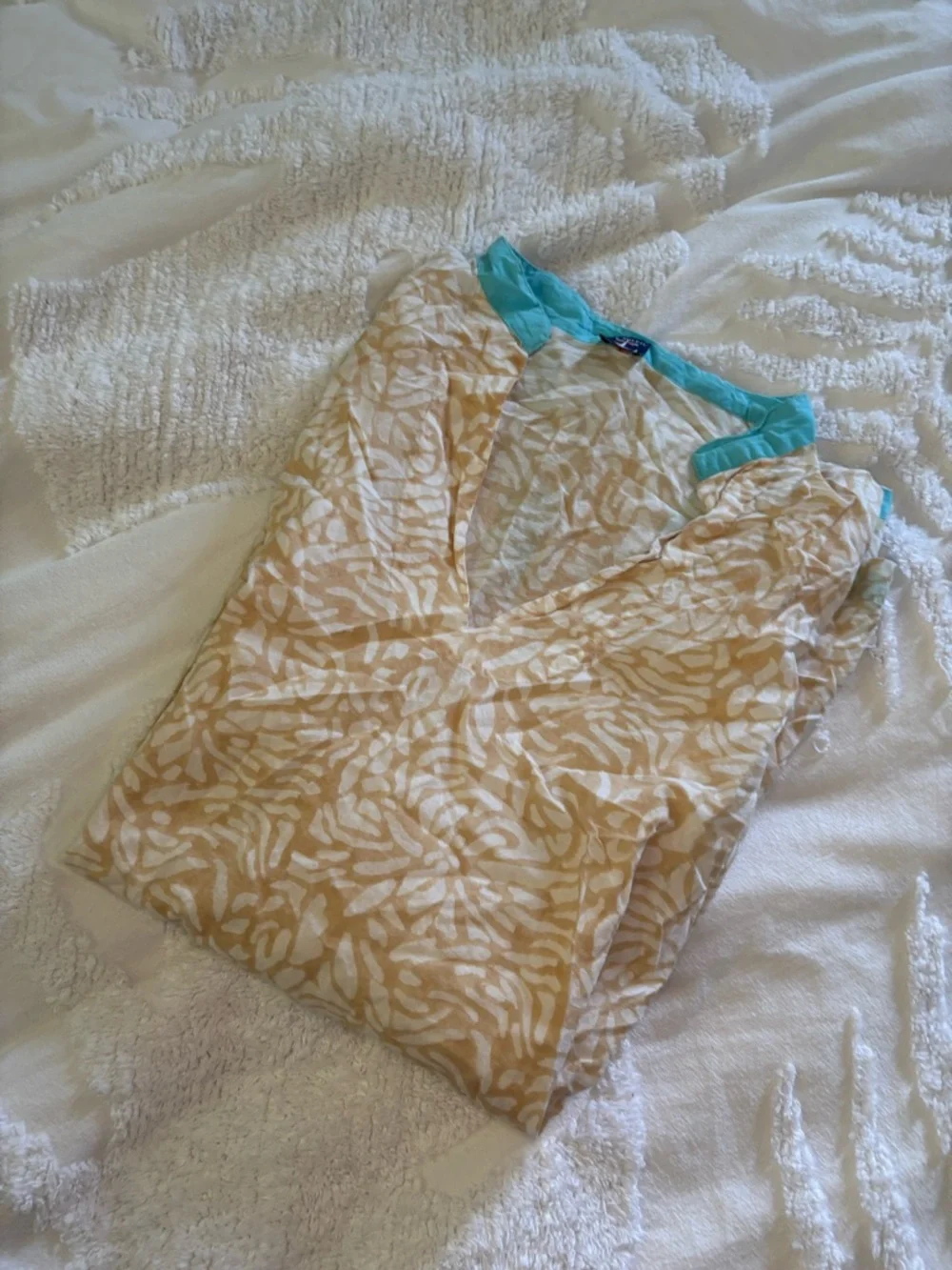 Le Soleil Miami Cream & White Floral Swimsuit Cover Up with Turquoise Trim - Picture 16 of 16